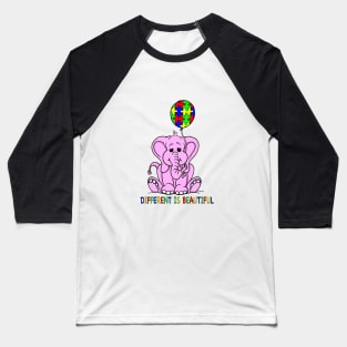 Autism Awareness Baby Pink Elephant DIFFERENT IS BEAUTIFUL Baseball T-Shirt